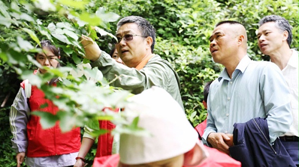 株洲市卫健委党委委员、副主任、二级调研员邓跃东，四级调研员、中医科科长陈茂生参加神农野外识药辨药活动